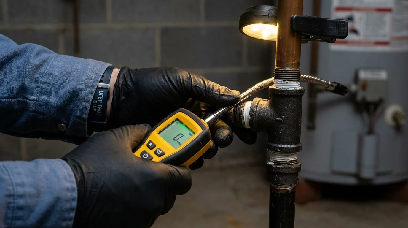 Gas leak detection with electronic sniffer by Johns Plumbing LLC in Walthall